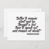 Carte Postale JSR 1. "Mieux vaut rester silencieux et être pensé (Devant / Derrière)