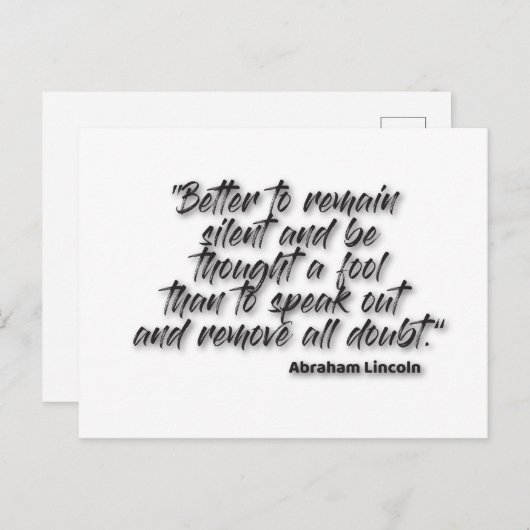 Carte Postale JSR 1. "Mieux vaut rester silencieux et être pensé (Devant / Derrière)