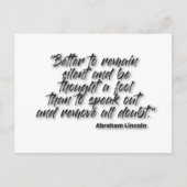 Carte Postale JSR 1. "Mieux vaut rester silencieux et être pensé (Devant)