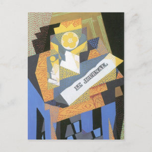 Carte Postale Juan Gris - Journaux et bol de fruits