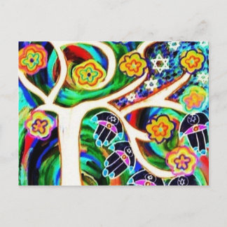 Carte Postale Judaica Hamsa Ivory Tree Of Life