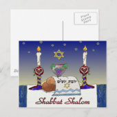 Carte Postale Judaica Shabbat Shalom (Devant / Derrière)