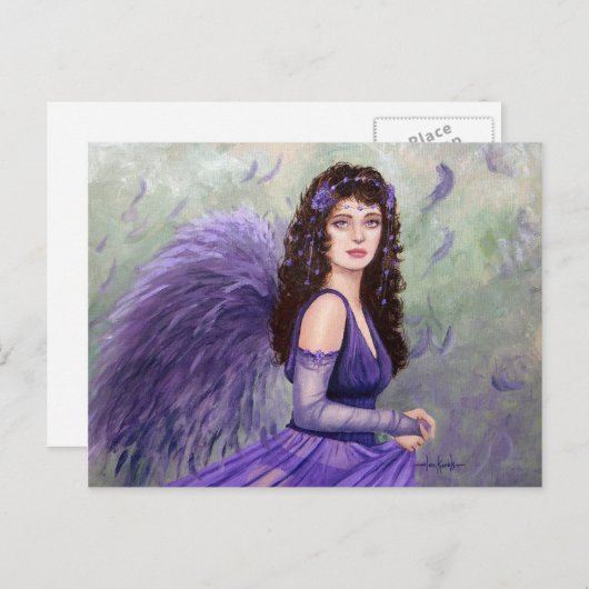 Carte Postale Juillet Fée par l'artiste Imaginaire Lori Karels (Devant / Derrière)