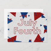 Carte Postale Juillet Quatrième Parties scintillant (Devant / Derrière)