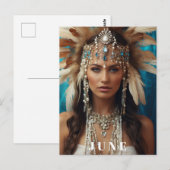 Carte Postale *~ JUIN Femme ANNIVERSAIRE PERLES AP53 Boho (Devant / Derrière)