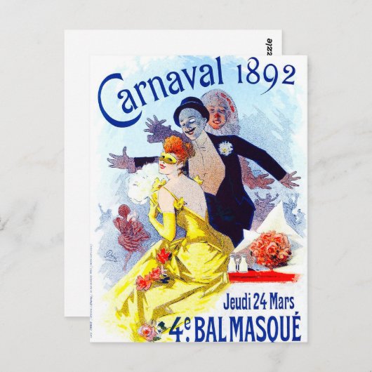 Carte postale Jules Cheret Carnaval (Devant / Derrière)