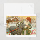Carte Postale Jultomten nourrit Yule Chèvre un biscuit (Devant / Derrière)