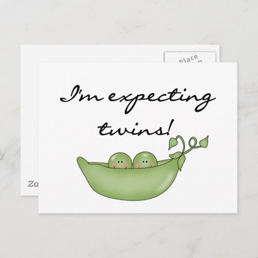 Carte Postale Jumeaux attendus - Pois dans un pod (Devant / Derrière)