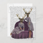 Carte Postale Jumeaux de cerfs en violet (Devant / Derrière)