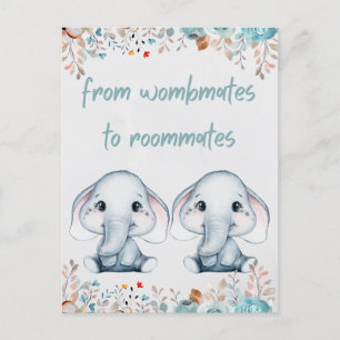 Carte Postale Jumeaux éléphants anniversaire