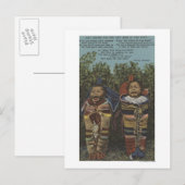 Carte Postale Jumeaux indiens en Papooses & "� pleurant" (Devant / Derrière)