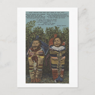 Carte Postale Jumeaux indiens en Papooses & "� pleurant"