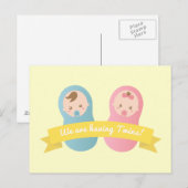 Carte Postale Jumeaux - Joli bébé garçon et fille (Devant / Derrière)