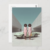 Carte Postale Jumeaux minimalistes rétro chic (Devant / Derrière)