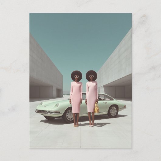 Carte Postale Jumeaux minimalistes rétro chic (Devant)