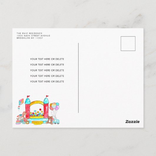 Carte Postale Jump Party Bounce House Trampoline Park Anniversai (Dos)