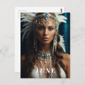 Carte Postale *~ JUNE Boho Femme ANNIVERSAIRE PERLES AP53 (Devant / Derrière)