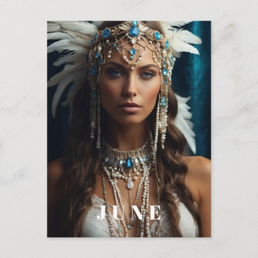 Carte Postale *~ JUNE Boho Femme ANNIVERSAIRE PERLES AP53 (Devant)