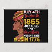Carte Postale Juneteenth Parce que mes ancêtres n'étaient pas li (Devant)