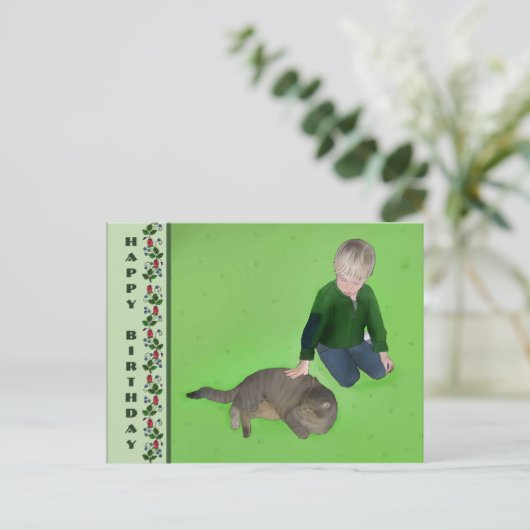 Carte Postale Junge mit Katze (Debout devant)
