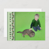 Carte Postale Junge mit Katze (Devant / Derrière)