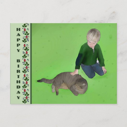 Carte Postale Junge mit Katze (Devant)