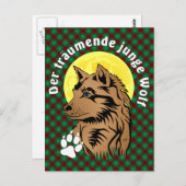 Carte Postale junger träumender Wolf Postkarte (Devant / Derrière)