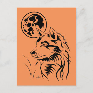 Carte Postale junger träumender Wolf Postkarte