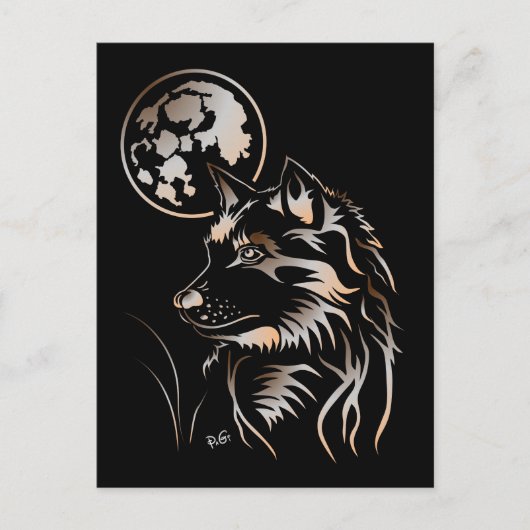Carte Postale junger träumender Wolf Postkarte (Devant)