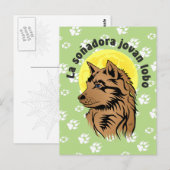 Carte Postale junger träumender Wolf Postkarte (Devant / Derrière)