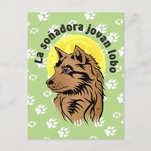Carte Postale junger träumender Wolf Postkarte (Devant)