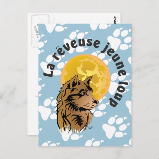Carte Postale junger träumender Wolf Postkarte (Devant / Derrière)