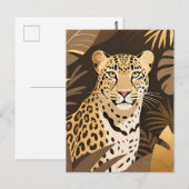Carte Postale Jungle Bohème Léopard Doré Faune (Devant / Derrière)