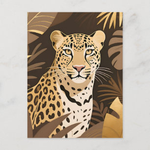 Carte Postale Jungle Bohème Léopard Doré Faune