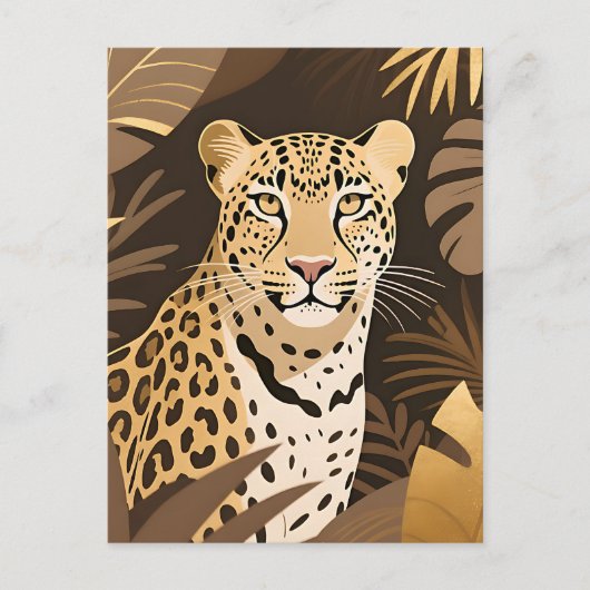 Carte Postale Jungle Bohème Léopard Doré Faune (Devant)