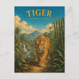 Carte Postale Jungle de bambou tigré aquarelle GeoSaga