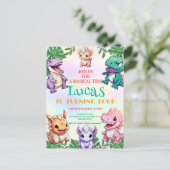 Carte Postale Jungle de dinosaures mignons Fête d'anniversaire d (Debout devant)