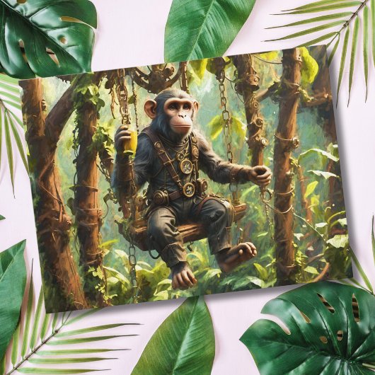 Carte Postale Jungle de singe mignon Steampunk