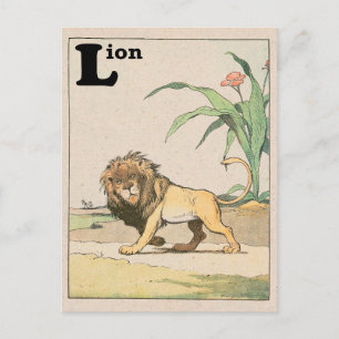 Carte Postale Jungle Lion Alphabet animal