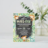 Carte Postale Jungle Safari Wild One fête d'anniversaire (Debout devant)