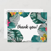 Carte Postale Jungle sauvage Feuilles Hibiscus rose jaune Fleurs (Devant / Derrière)