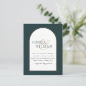 Carte Postale Juniper Green Gold Mariage moderne INVITE QR Code (Debout devant)