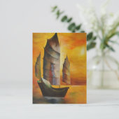 Carte Postale Junk chinoise en ocre et jaune (Debout devant)