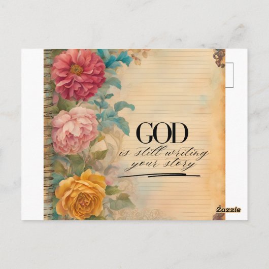 Carte Postale Junk Journal Dieu écrit toujours ton histoire (Dos)