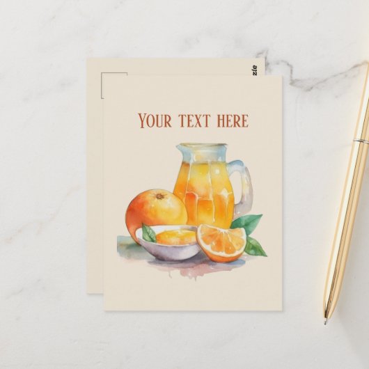 Carte Postale Jus d'orange mignon ajouter du texte (Devant/Arrière en situation)