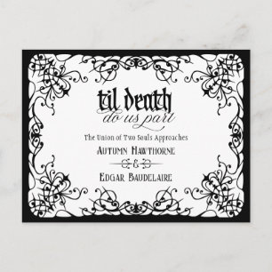 Carte Postale Jusqu'à la mort Mariage gothique noir et blanc Enr