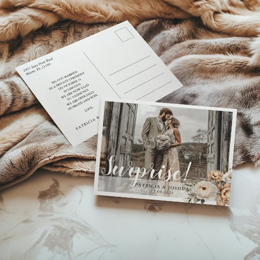 Carte Postale Just Married Wedding Announcement Postcard