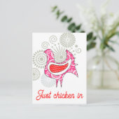 Carte Postale Juste du poulet dans le mignon rose rose rouge Vin (Debout devant)