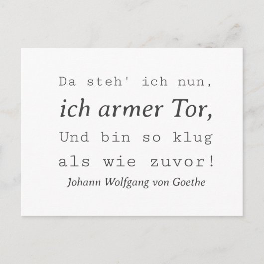 Carte Postale Juste Goethe Si intelligente qu'avant (Devant)