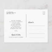 Carte Postale Juste marié Elégant & moderne photo mariage (Dos)